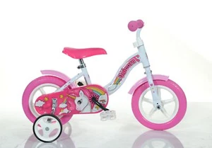 Bicicleta Dino Unicorn para niñas 10" con estabilizadores blanca rosa ciclismo - Imagen 1 de 1