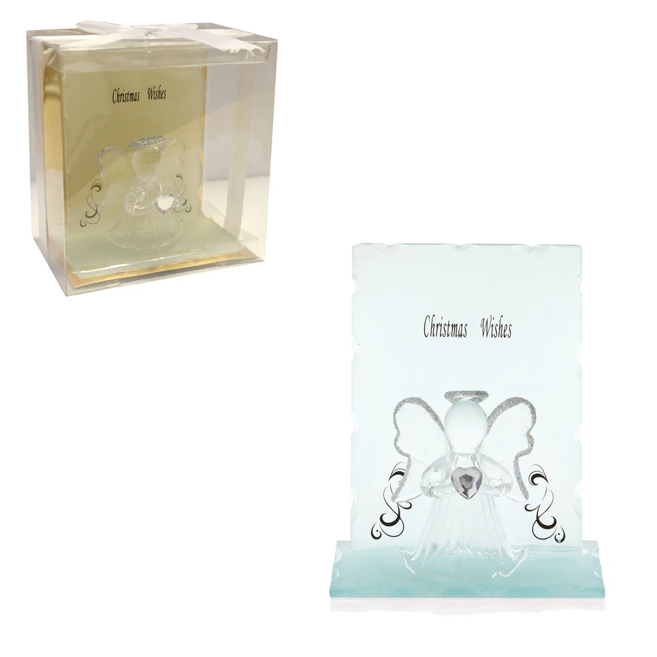 Angelo Di Vetro Con Cuore In Scatola Regalo - Argento - Immagine 1 di 1