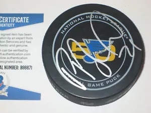 PATRIK BERGLUND Signed BLUES 50th Ann. Official GAME Puck w/ Beckett COA (BAS) - Picture 1 of 1