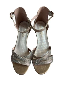 Scarpe da bambina Laurmosa con cinturino oro strass tacco cinturino alla caviglia casual taglia 4 - Foto 1 di 8