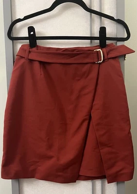 Falda Casa Blanca Mercado Negro Talla 2 Cinturón Línea A Rojo Canela Imitación Envoltura Pequeña Foto 1 de 4