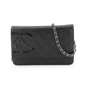 CHANEL Cambon Line Chain Long Wallet Leather Enamel Black A46646 90296086 - Picture 1 of 11
