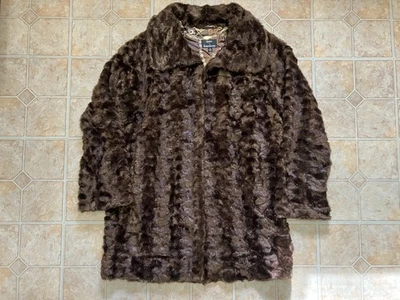 Abrigo DE COLECCIÓN Dennis Basso Imitación Piel Marrón Forrado Gancho y Ojo Cierre Lujo Talla 1X Foto 1 de 4