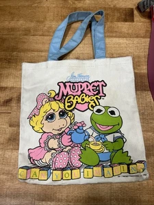 Vintage 1986 Jim Henson's MUPPET BABIES Tote Bag with Kermit and Miss Piggy - Picture 1 of 4