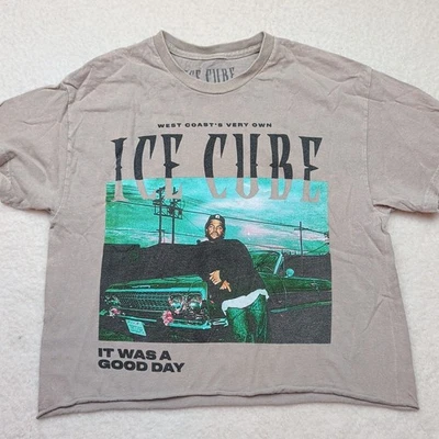 Camiseta corta estilo años 90 Ice Cube negra 100 % algodón desgastada con estampado gráfico - M Foto 1 de 4