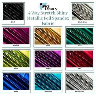 4 Way Stretch Shiny Metallic Foil Spandex Fabric - Image 1 of 4