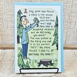Tarjeta de felicitación de cumpleaños Hallmark 5x7 chico rana princesa divertido humor adulto verde - Imagen 1 de 9