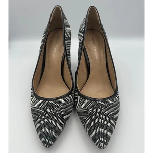 Zapatos de salón puntiagudos de cuero con estampado geométrico blanco negro Antonio Melani para mujer talla 9,5 - Imagen 1 de 4