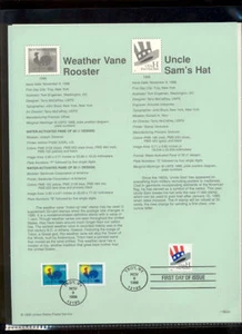 #3257/60 Rooster & Hat USPS #9833 Souvenir Page - Picture 1 of 1
