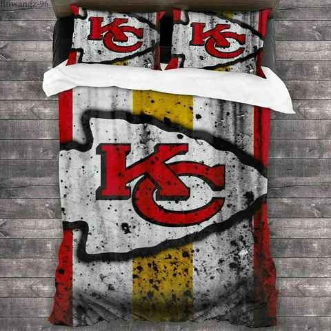Kansas City Chiefs Quilt Cover Bedding Set 3PCS Comforter Cover Pillowcase Gift Cover