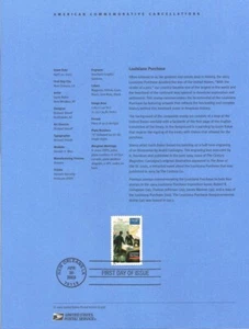 #0316 37c Louisianna Purchase #3782 Souvenir Page - Imagen 1 de 1