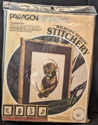 1978 Paragon Needlecraft Crewel Embroidery Kit LEOPARD CUB Wildlife Series 0831 - Image 1 of 3