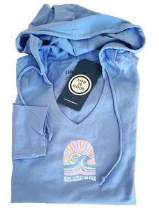 Life Is Good LS Shirt Crusher Lite Hooded Tee HERE COMES THE SUN 43in Womens L - Picture 1 of 8