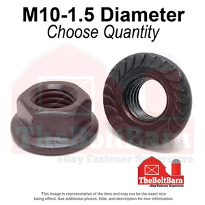 M10-1.5 Class 8 Serrated Hex Flange Nuts Plain & Oil Coarse Thread (Pick Qty) - Picture 1 of 7