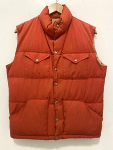 VTG 70'S NORTH FACE BURNT ORANGE DOWN FILLED OUTDOOR FEATHERBED VEST USA L 42 - Picture 1 of 17