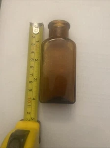 Hand Blown Antique Golden Amber Glass Medicine Bottle 1.5” X 1 X 4” - Picture 1 of 4