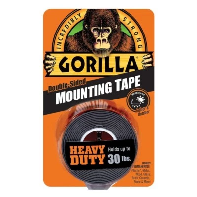 Gorilla Heavy Duty MOUNTING TAPE Double-Sided Black Holds 30 lbs 1" x 60" - Image 1 of 4