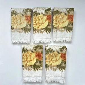 Fieldcrest Royal Velvet Fingertip Towel Made USA Rose Fringe Lot 5 Cottage Core - Picture 1 of 3