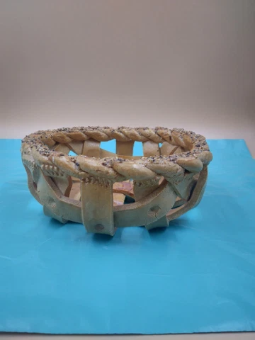 Handmade Glazed Salt Dough Bread/Bun Basket Woven Sesame Seed Ring Cover