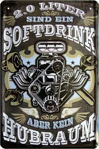 Placa de chapa 20x30 2 litros son refrescos sin cilindrada refrán fun bar pub  - Imagen 1 de 1
