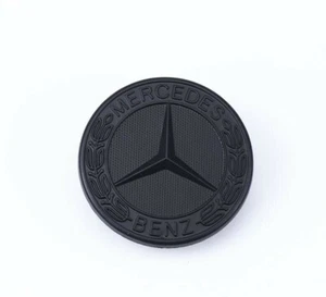 Matte Black 57 mm Flat Hood Emblem/Logo/Badge/Laurel Wreath For Mercedes-Benz - Picture 1 of 3
