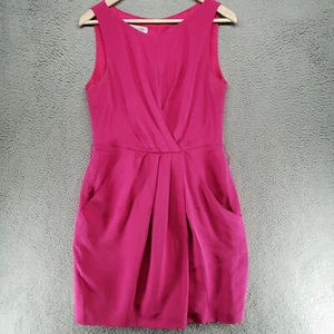 Kay Unger New York Midikleid Damen 8 Rosa Seidenmischung Plissee V-Ausschnitt - Bild 1 von 16