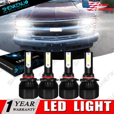 Faro delantero LED alto/bajo 4 bombillas para Chevrolet K1500 Silverado 1994-1999 6000 k Foto 1 de 4