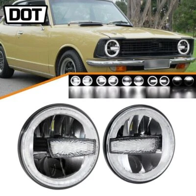 AUXBEAM 7" Round LED Headlights DRL Hi/Lo Beam Projector Lamp For Toyota Corolla - Image 1 of 4