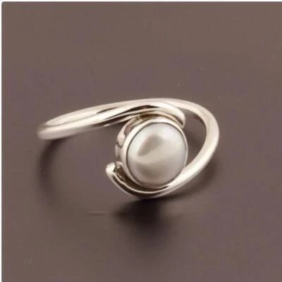 Fresh Water Pearl Ring 925 Sterling Silver Handmade Lovely Ring All size SR289 - Image 1 of 4