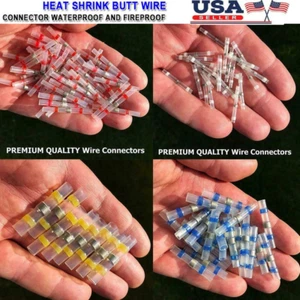 200Pcs Solder Sleeve Seal Heat Shrink Butt Terminals Wire Connectors Waterproof - Picture 1 of 12