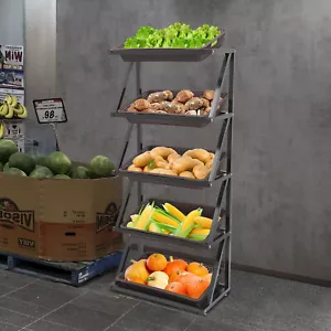 Market Retail Fruit Vegetable Snack Display Rack 5-Shelf Merchandiser Basket Set - Picture 1 of 21