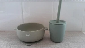 D/G Silicone Baby Bowl Suction Bowl/Matching Lidded Cup/Straw Pre-owned - Picture 1 of 7