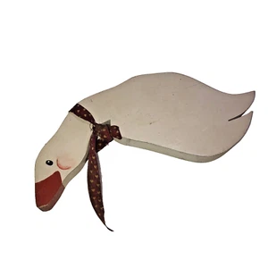 Vintage Folk Art Hand-Painted Wooden Goose Shelf Sitter - Adorable! - Picture 1 of 7