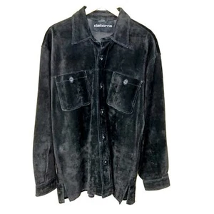 Vintage Liz Claiborne Jacket Coat Womens Large Suede Leather Shacket Western Y2K - Picture 1 of 9