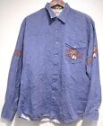 vtg Karman LOONEY TUNES Western Shirt XL 90s Taz Devil Daffy Duck blue 1992 snap