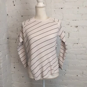 Jonathan Simkhai asymmetric laser cut knit top b/w stripe small - Picture 1 of 7