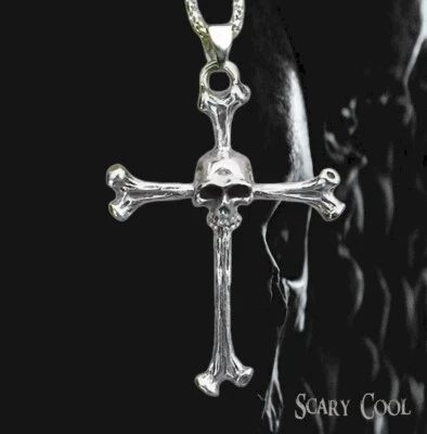 Nuevo collar vintage de metal en relieve con huesos cruzados de calavera Foto 1 de 2