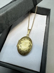 Antique Victorian 1893 Oval Etched Roses & J 14k Gold Filled Locket Signed EL - Picture 1 of 11