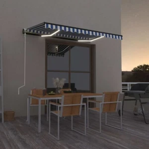 Automatische Markise mit LED Windsensor 400x300 cm Blau Weiß - Bild 1 von 10