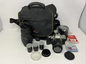 Pentax ZX-50 SLR 35mm 3 Film Camera 35-80 Lens Quantaray 70-300mm Filters Bag - Picture 1 of 14