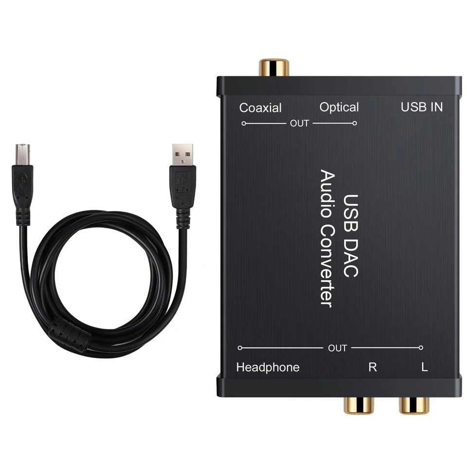 New USB DAC Audio Converter USB To Coaxial Optical 3.5mm R/L Headphone Adapter - Image 1 of 4