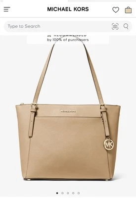 Bolso de Mano Michael Kors Voyager Grande Cuero Saffiano Camel  Foto 1 de 4