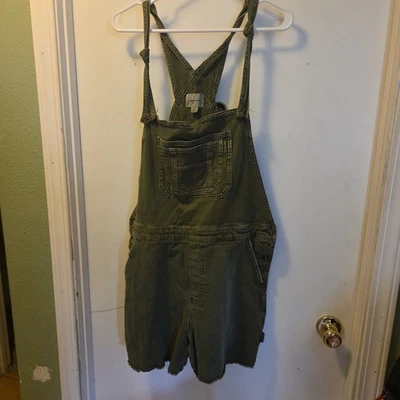 Pantalones cortos American Eagle para mujer talla grande verde dobladillo crudo deshilachado desgastado Foto 1 de 4