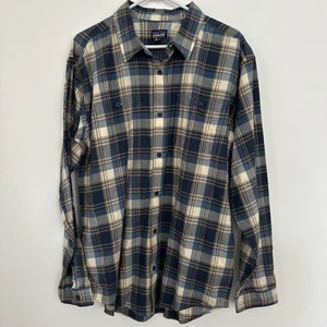 Camisa Patagonia Para Hombre Grande Azul A Cuadros Abotonada Algodón Orgánico Pima Gorp - Imagen 1 de 5