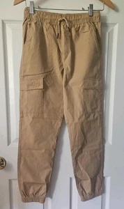 NWT HANNA ANDERSSON WARM KHAKI POPLIN CARGO JOGGERS PANTS 130 8 $50 - Picture 1 of 5