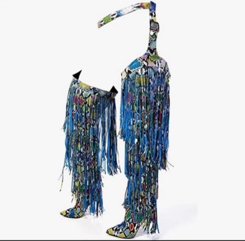 Robbin Alba 蛇皮印花 Chap 靴子 8 中号  — 第 1/4 张图片