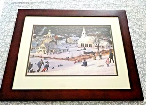 William Breeden Druck von Village Winter Sledding 23,5 x 19 cm signiert - Bild 1 von 6