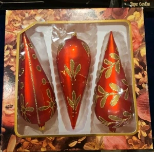 Renaissance exquisiter Weihnachtsschmuck aus Glas 3er Set rot  - Bild 1 von 2