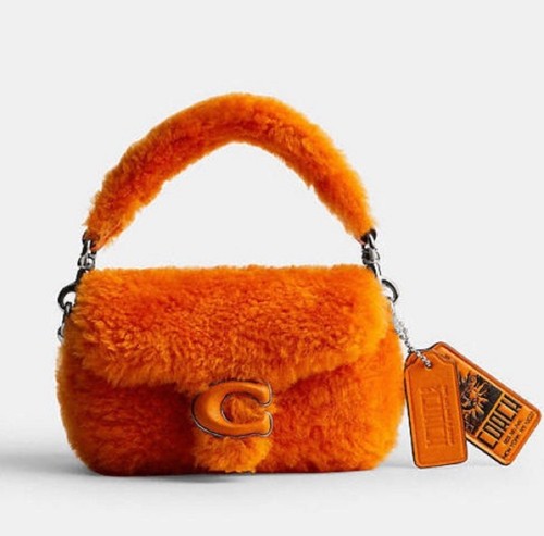 Tracolla Coach The Lil Nas X Drop Tabby 12 in shearling e pelle nuova con etichette!