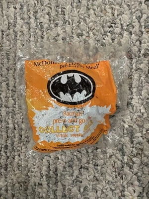 Vintage 1991 McDonald's Batman Press and Go Car Happy Meal Toy Sealed DC Comics - Изображение 1 из 4